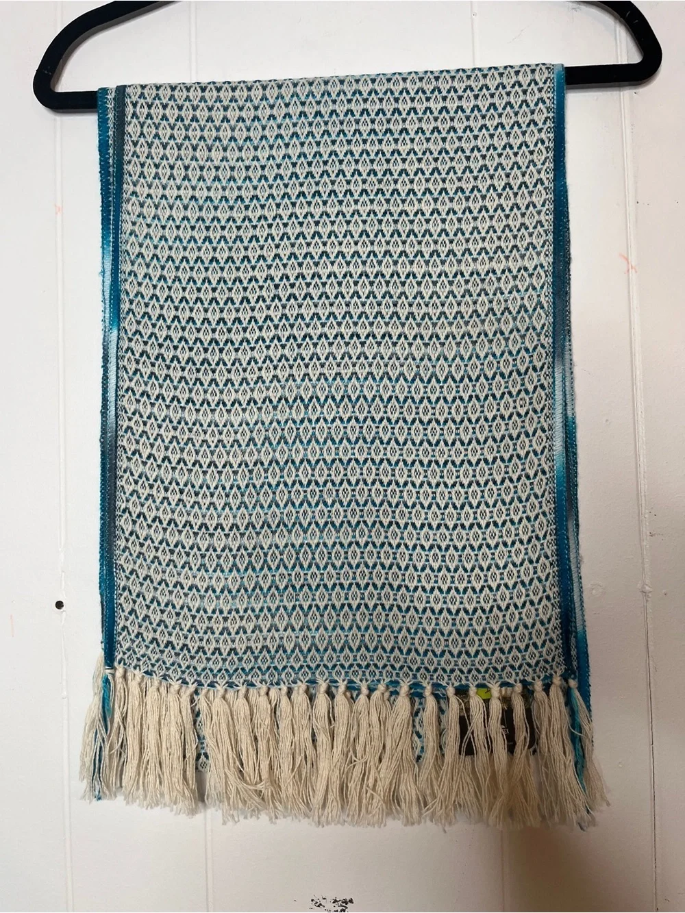 NWT Huallpatex 100% baby alpaca textured woven fringe scarf long rectangulat
